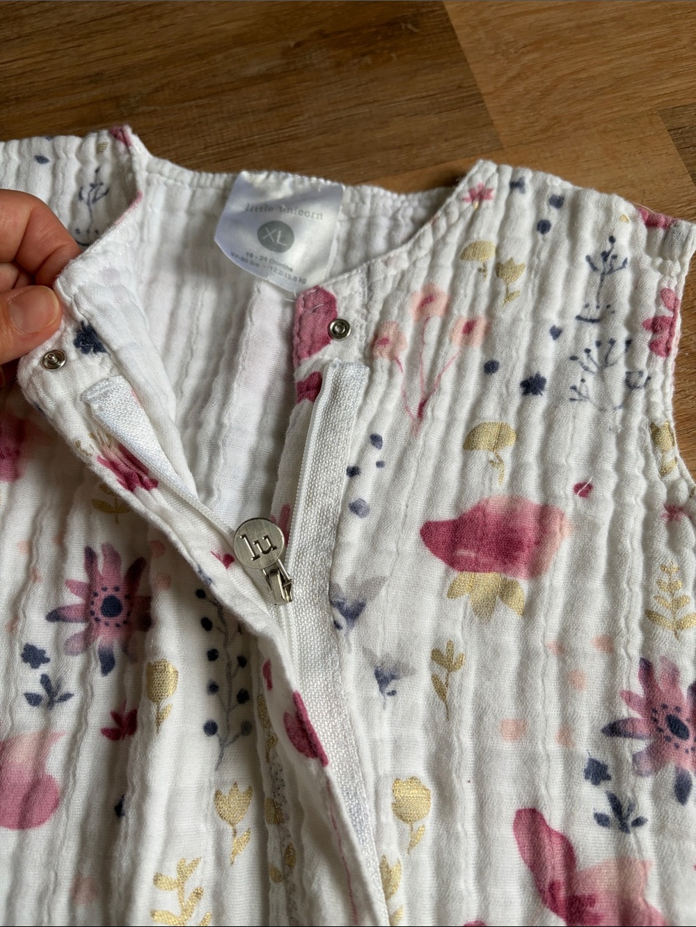 Little Unicorn Floral Muslin Sleep Sack Night Gown Overalls 18-24m - Picture 2 of 6